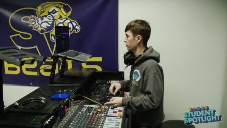 A student works on producing music as part of the SV Beats program at Sierra Vista High School